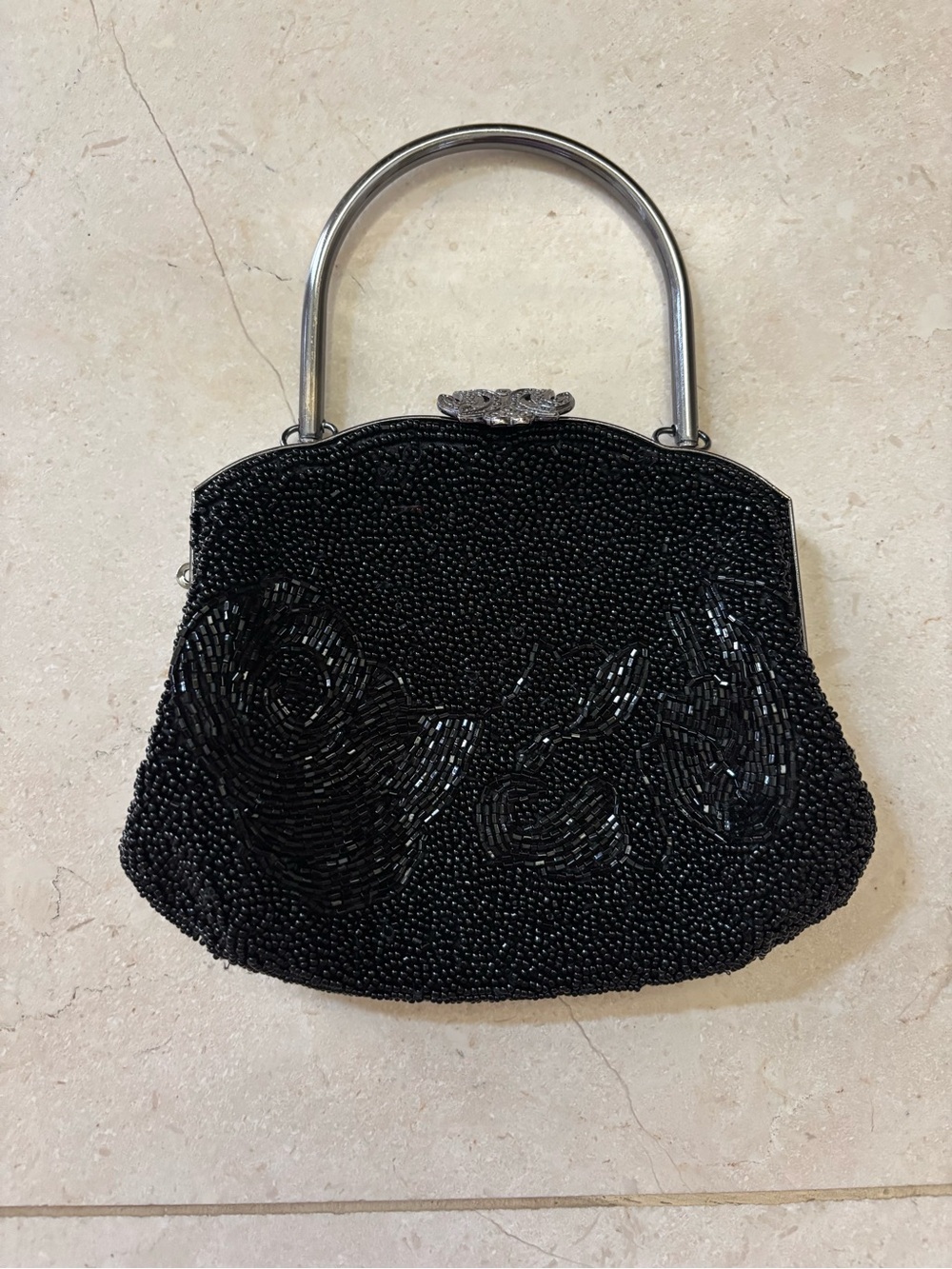 Vintage 90’s Black Beaded Evening Handbag